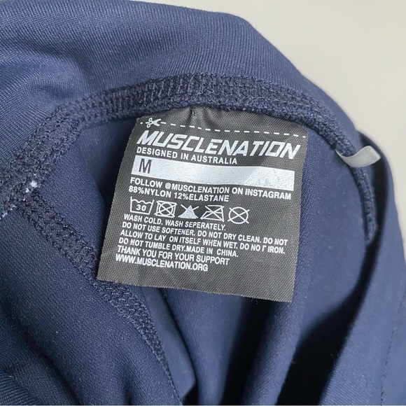 Muscle Nation Full Length V Wrap Leggings in Navy Blue • M Medium - Picture 5 of 5